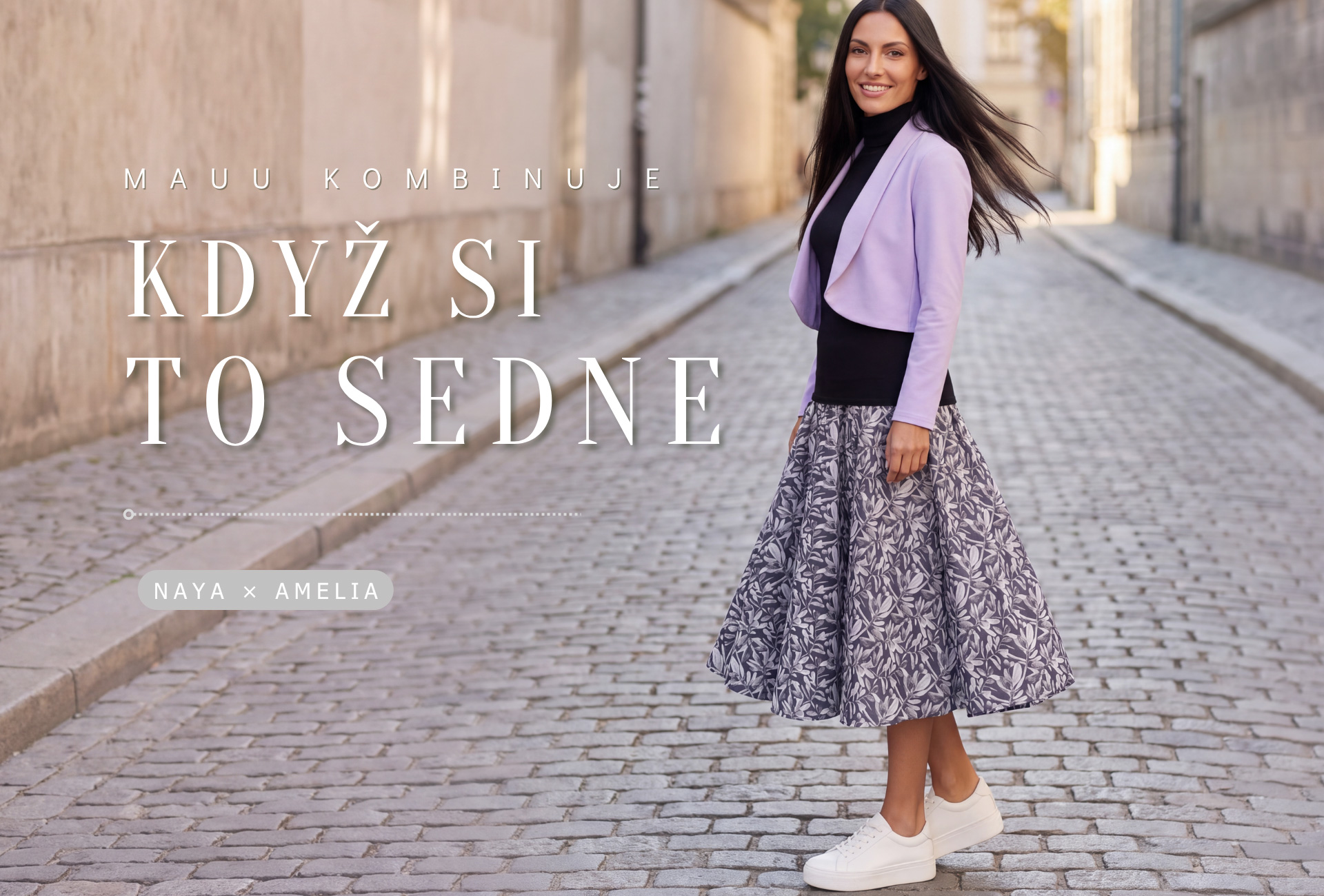 Krátké sako Naya Provence a sukně Amelia Stříbrné listí