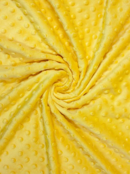 Plyšová látka MINKY 3D puntíky ŽLUTÁ 350 g