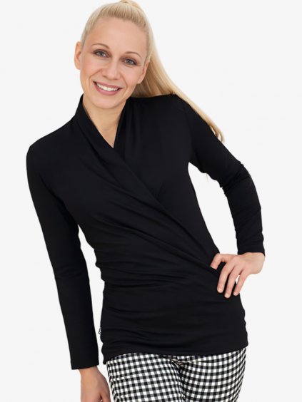 Top CALIOPE WRAP dlouhý rukáv - black