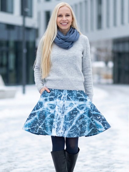 Kolová sukně AMELIA - modré střepy