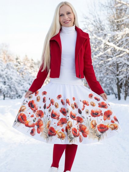 Kolová sukně AMELIA - vlčí máky