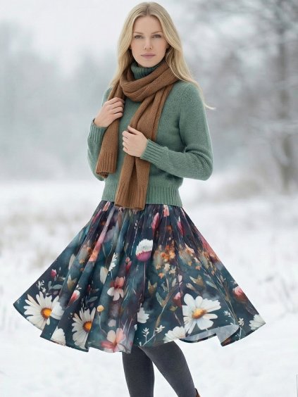 Kolová sukně AMELIA - sedmikrásky