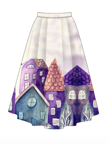 PANEL NA SUKNI micropeach DOMEČKY 55x148 cm