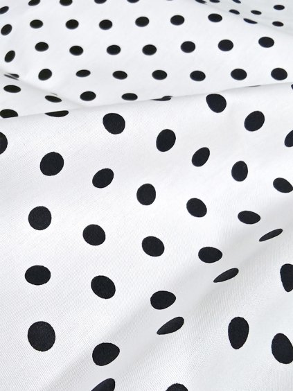Bavlněné plátno popelín ČERNÝ PUNTÍK bílá