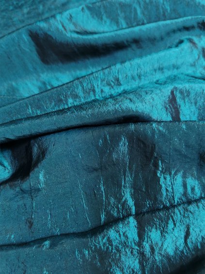 Taft KREŠOVANÝ modrá smaragdová