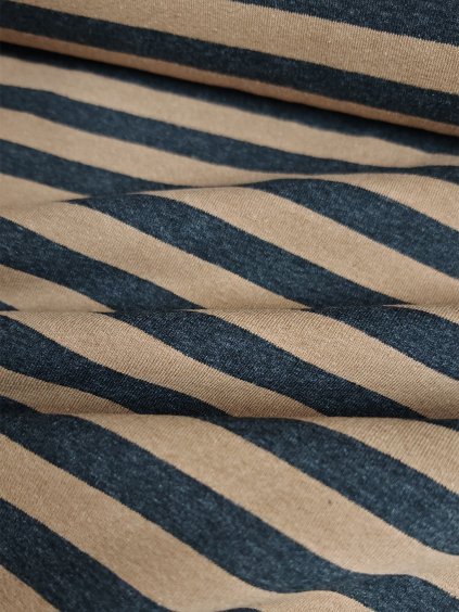 Viskózový úplet směsový PRUHY HNĚDÁ-TMAVĚ ŠEDÁ