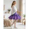 Kolová sukně AMELIA - fialová pírka