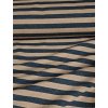 Viskózový úplet směsový PRUHY HNĚDÁ-TMAVĚ ŠEDÁ