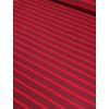 Viskózový úplet směsový PRUHY ČERVENÁ-BORDÓ