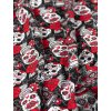 Bavlněná teplákovina nepočesaná ČERVENÉ LEBKY