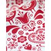Bavlněné plátno saténové FOLKLÓRNÍ PTÁČCI ČERVENÁ v bílé