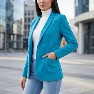 Sako, které okamžitě rozzáří outfit. HEY BABY malachite dot - výrazná tyrkysová barva s jemným puntíkem. Stačí jednoduchý...