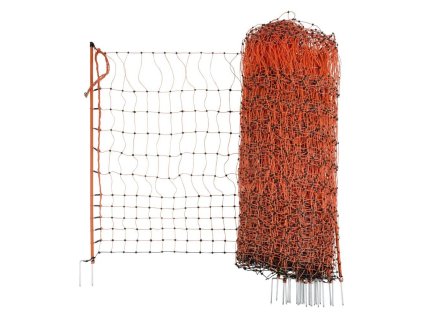 Síť pro drůbež PoultryNet, vodivá, výška 106 cm, délka 50 m, dvojitý hrot, oranžová