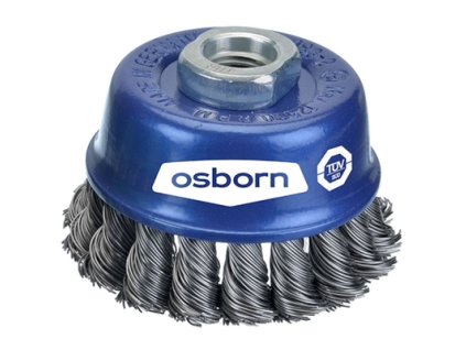 Kartáč drátěný hrncový Osborn, závit M14, copový ocelový drát 0,35 mm