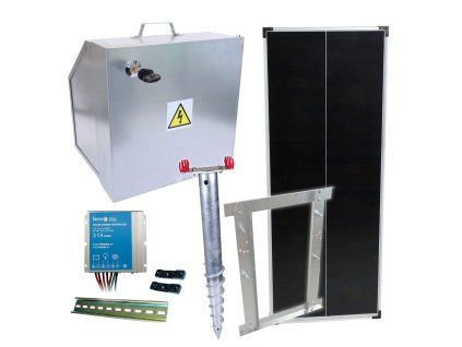 Basic sada solární ohradník - Kompletní bezpečnostní schránka + konzole a panel 100 W