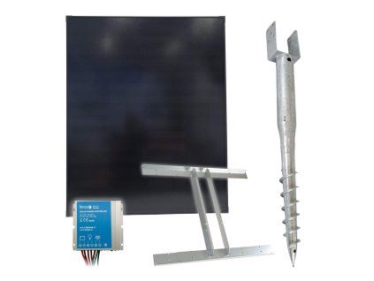 Basic sada solární ohradník - Držák zemní vrut, regulátor 10 A, konzole a panel 200 W
