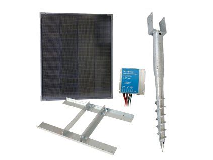 Basic sada solární ohradník - Držák zemní vrut, regulátor 10 A, konzole a panel 40 W