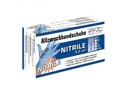 15390 Rukavice veterinarni NITRILE modre na jedno pouziti, vel.S,100ks,30cm,5,5mil 233747