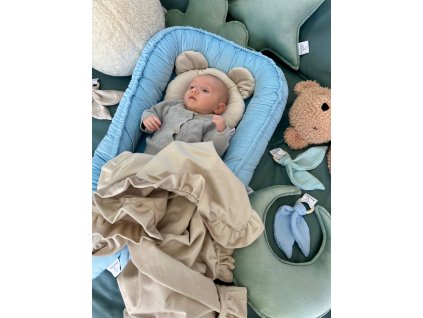 Hnízdečko pro miminko – modrý velvet