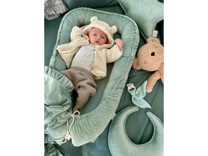 Hnízdečko pro miminko – pudrový mint velvet
