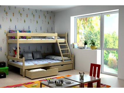 Patrová postel RUDI PINE 120/140x200 vč. roštů  + ŠUPLÍKY