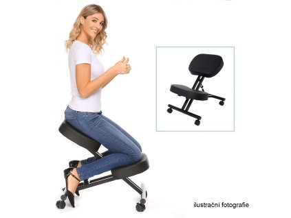 Ergonomický kľakosed, šedá/černá, RUFUS
