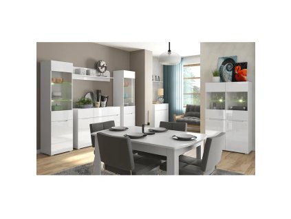 Komoda 2D2S, bílá/bílý extra vysoký lesk HG, JOLK
