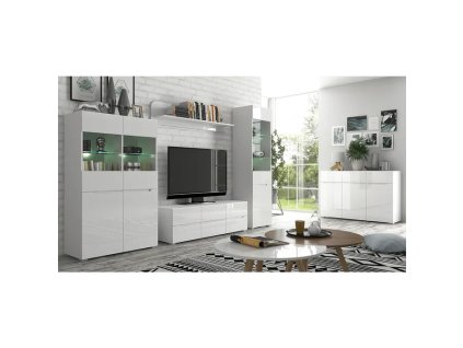 Komoda 3D3S, bílá/bílý extra vysoký lesk HG, JOLK