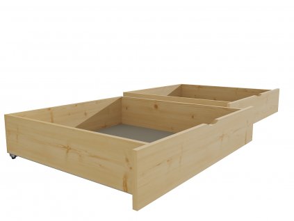 Zásuvka / šuplík masiv borovice / masiv borovice - 2 kusy (Barva surové dřevo, Typ postele bez přistýlky, Délka ložné plochy postele 160 cm)