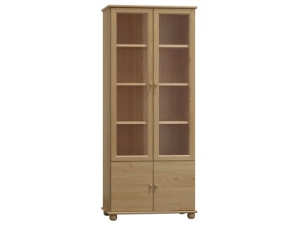 Vitrína 102 Klasik masiv borovice (Barva surové dřevo, Šířka 80 cm)