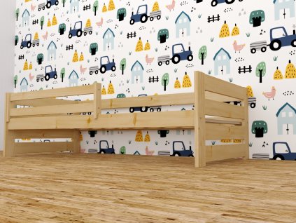 Dětská postel KLÁRA se zábranou "DP 025" (Rozměr 70 x 160 cm, Barva surové dřevo)
