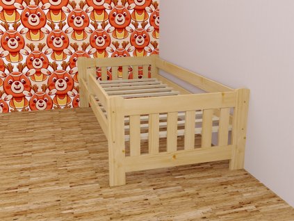 Dětská postel VERONIKA se zábranou "DP 022" (Rozměr 70 x 160 cm, Barva surové dřevo)