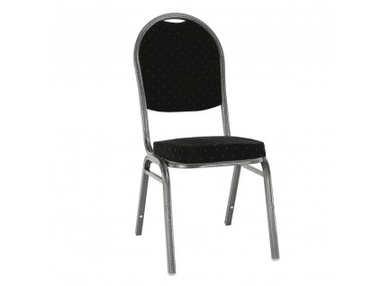 Židle, stohovatelná, látka černá / šedý rám, JEFF 3 NEW