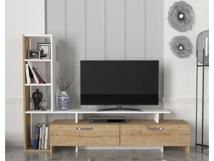 Televizní stolek s regálem SHENDI sapphire/bílá