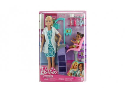 Barbie Povolání herní set s panenkou - zubařka blondýnka HKT69