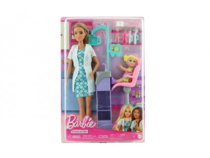Barbie Povolání herní set s panenkou - zubařka hnědovláska HKT70