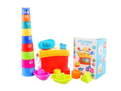 Baby sada 3 v 1- vkládačka+lodičky + pyramida