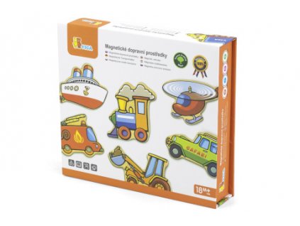 Dřevěné magnety 20 ks - dopravní prostředky v české krabici