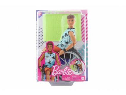 Barbie Model ken na invalidním vozíku v modrém kostkovaném tílku