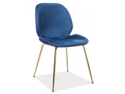 Jídelní čalouněná židle ADRIEN VELVET granátově modrá/zlatá