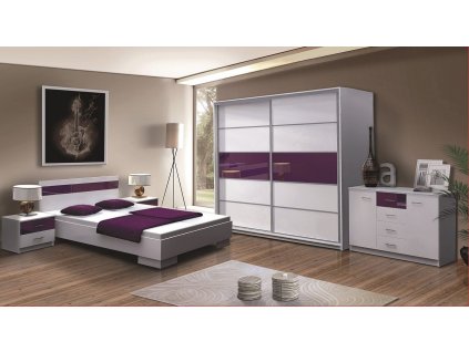 Ložnice CLEMENTE F (postel 160, skříň, komoda, 2 noční stolky)