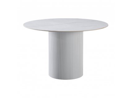 Jídelní stůl, bílý mramor/MDF, průměr 120 cm, MAHIR TYP 1