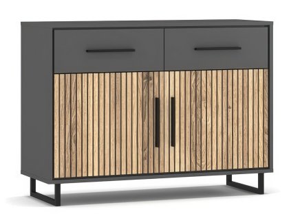 Komoda SALEMI 2D2S šedá/dub přírodní