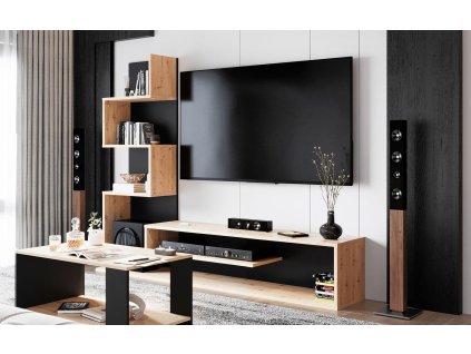 Obývací stěna PAGET barva dub artisan/černá