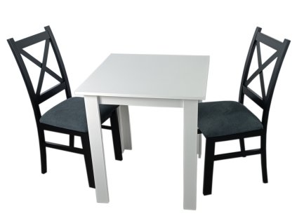 Jídelní sestava 2+1 TOMEK 70x70 cm bílá/černá/Moric 8
