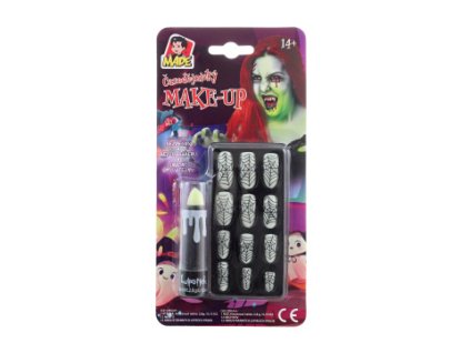 Halloweenský doplněk - nehty + rtěnka