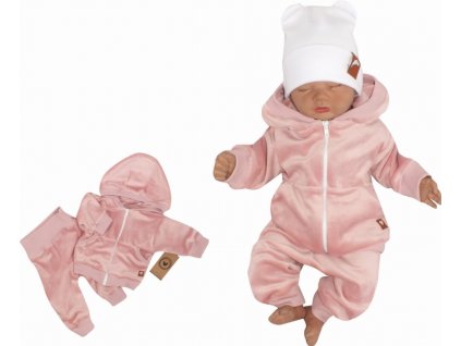 Z&Z Velurová, semišková tepláková souprava HEART - pudrová, vel. 62