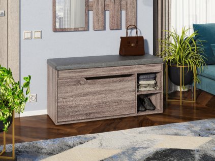 Botník B-04A se sedákem (Barva antracit, Materiál koženka - bílá)