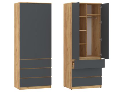 Šatní skříň H II "NEW SYSTEM" (Barva antracit + bílá)