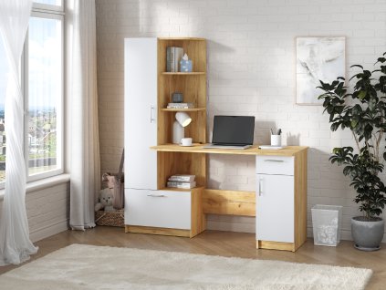 Psací stůl SANS levá (Barva antracit + bílá)